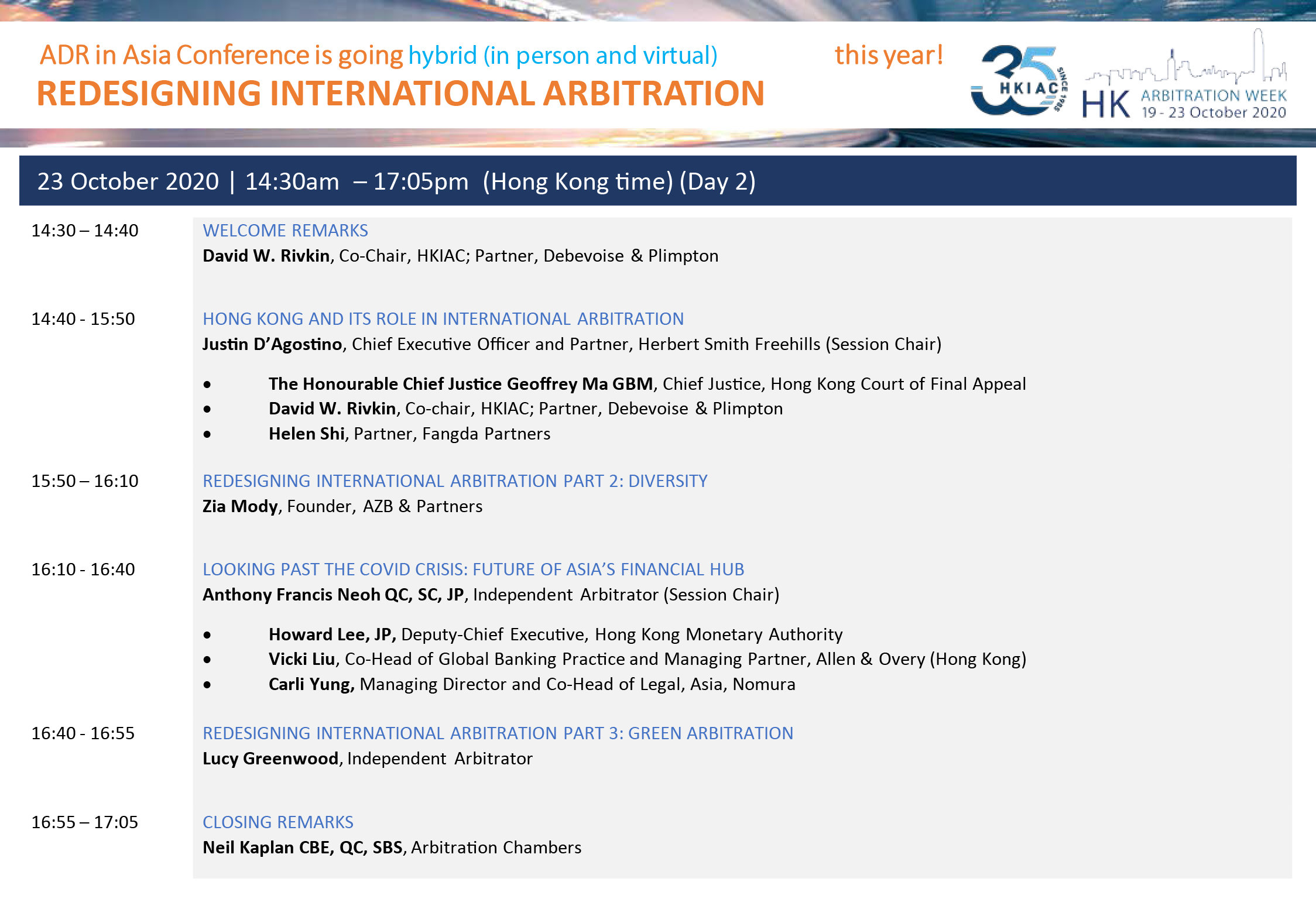 ADR in Asia Conference: Redesigning International Arbitration (Day 1 & 2)
